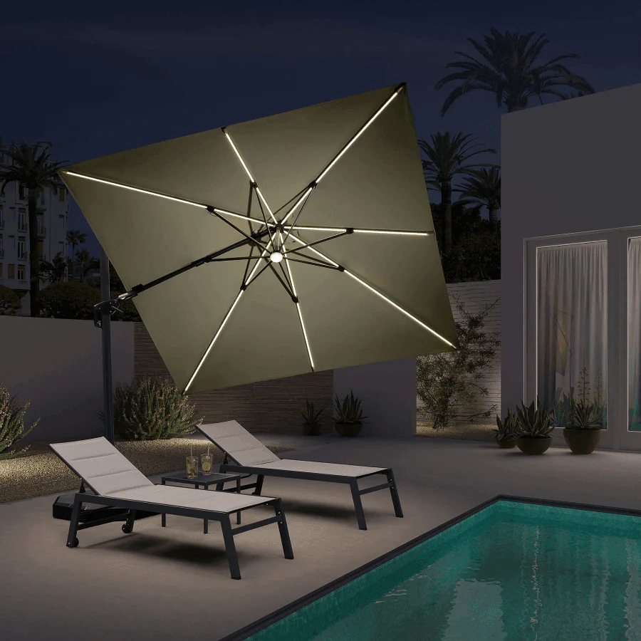 PURPLE LEAF 10ft Cantilever Patio Umbrella with LED Lights, 360° Swivel and Tilt - Image 35