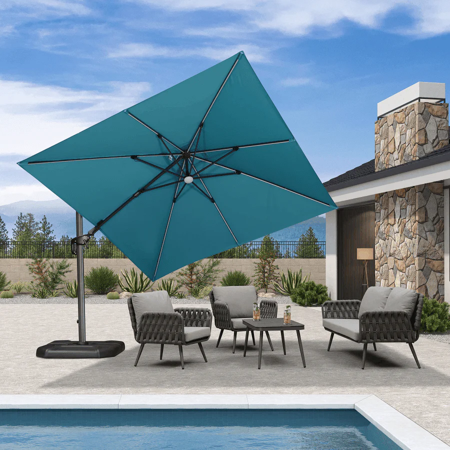 PURPLE LEAF 10ft Cantilever Patio Umbrella with LED Lights, 360° Swivel and Tilt - Image 45