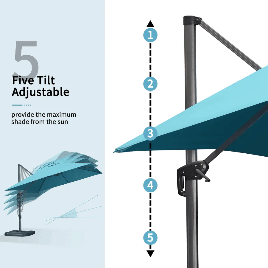 PURPLE LEAF 10ft Cantilever Patio Umbrella with LED Lights, 360° Swivel and Tilt - Image 48