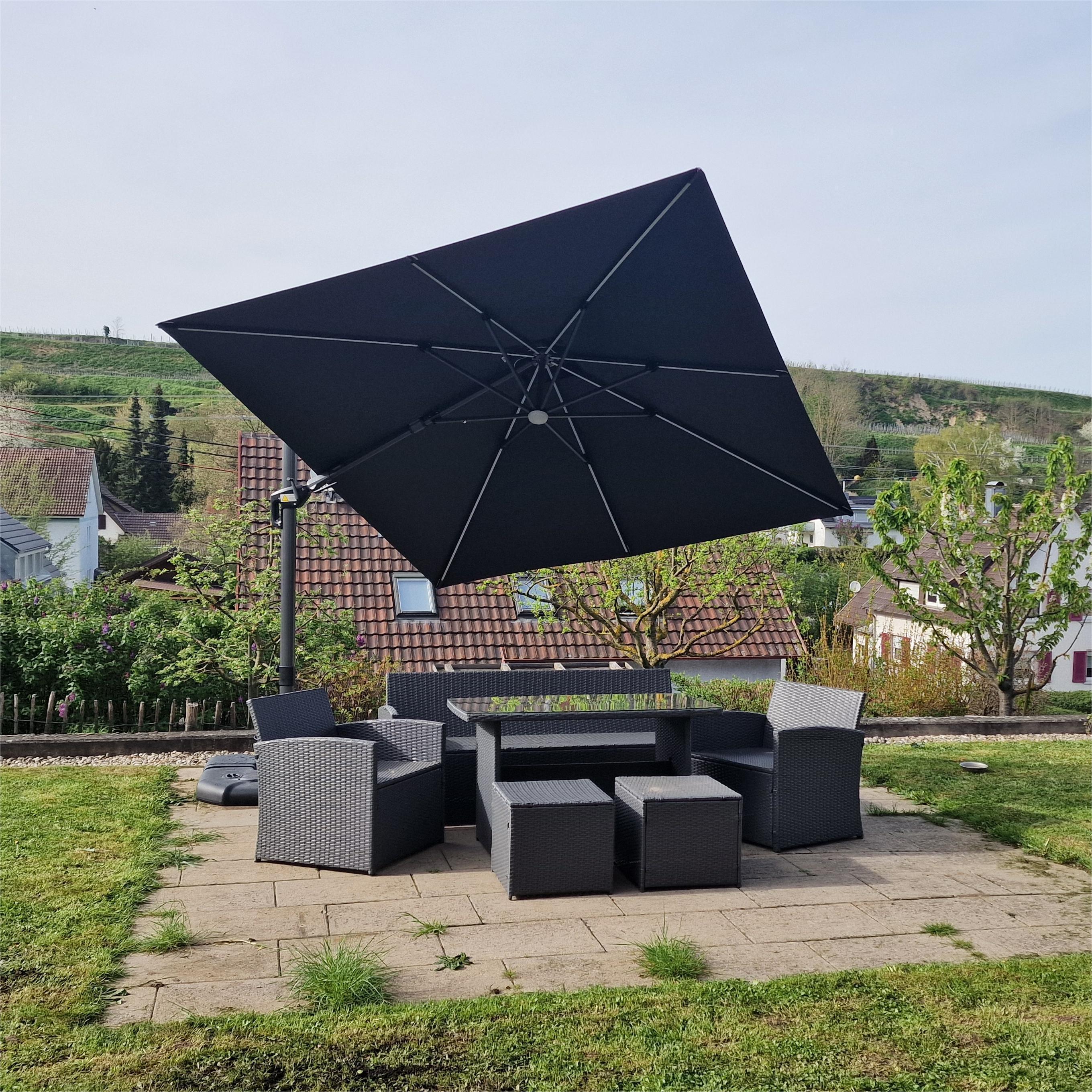 PURPLE LEAF 10ft Cantilever Patio Umbrella with LED Lights, 360° Swivel and Tilt - Image 7