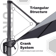 PURPLE LEAF 10ft Cantilever Patio Umbrella with LED Lights, 360° Swivel and Tilt - Image 60