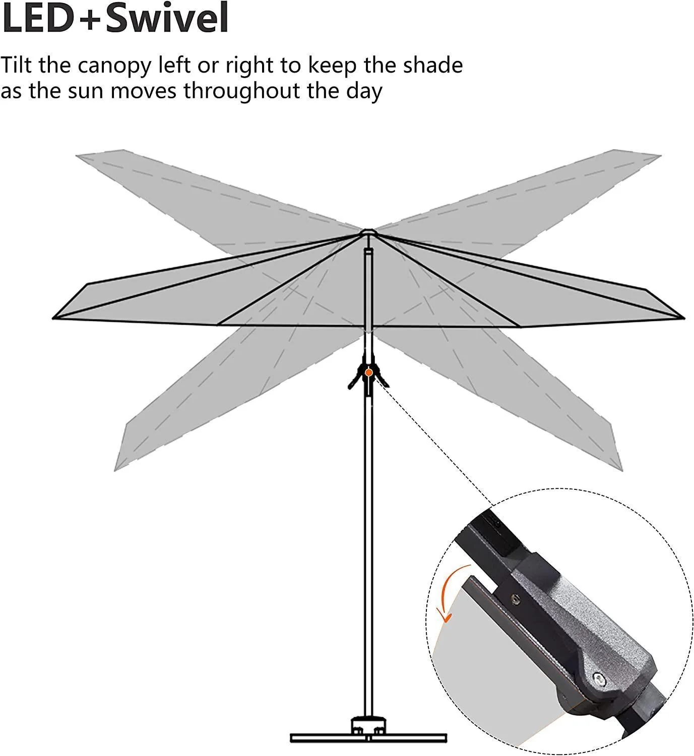 PURPLE LEAF 10ft Cantilever Patio Umbrella with LED Lights, 360° Swivel and Tilt - Image 66
