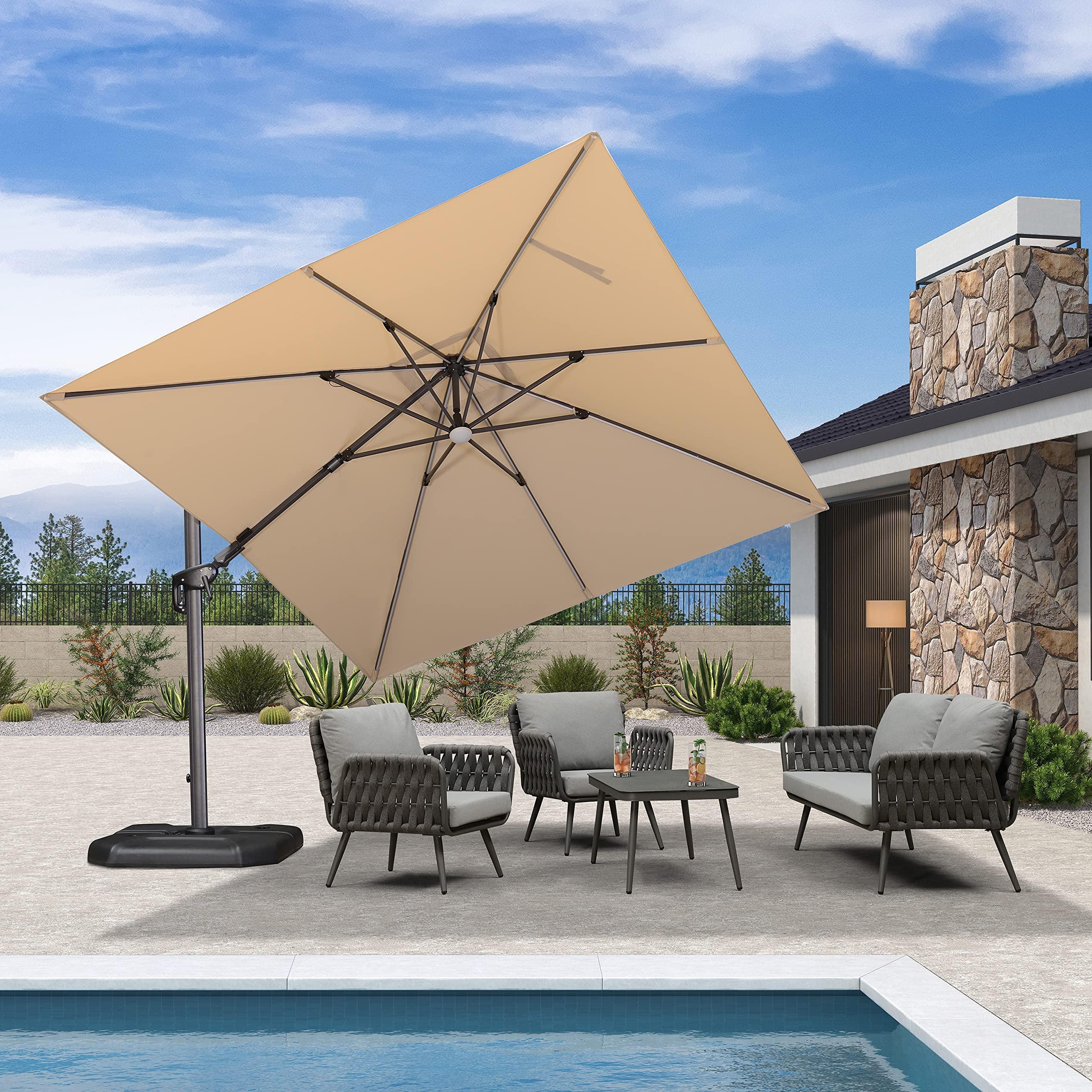 PURPLE LEAF 10ft Cantilever Patio Umbrella with LED Lights, 360° Swivel and Tilt - Image 69