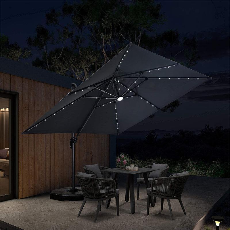 PURPLE LEAF 10ft Cantilever Patio Umbrella with LED Lights, 360° Swivel and Tilt - Image 74