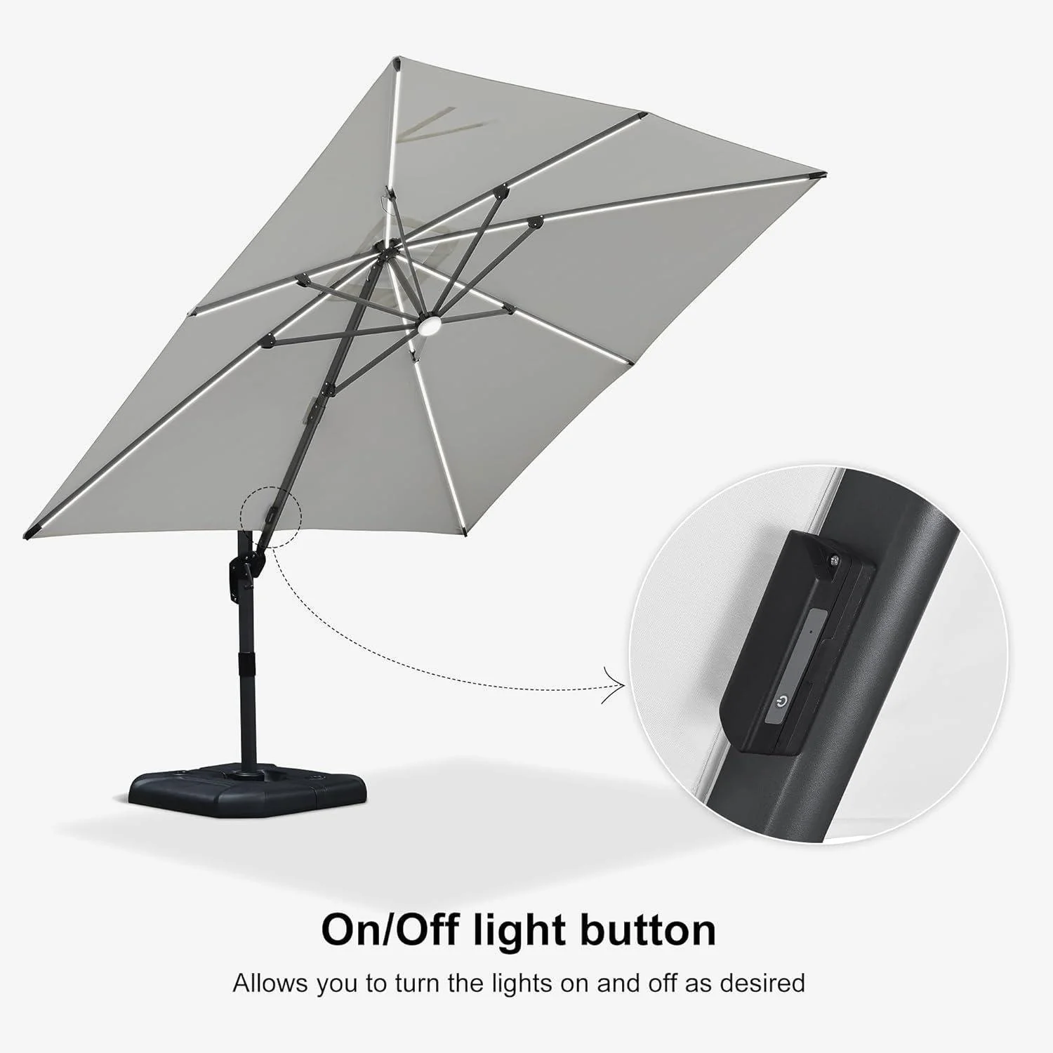 PURPLE LEAF 10ft Cantilever Patio Umbrella with LED Lights, 360° Swivel and Tilt - Image 89