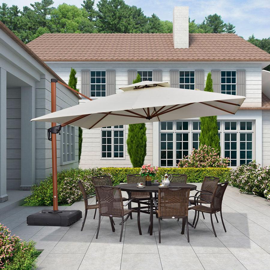 PURPLE LEAF Double Top 9 / 10 / 11 / 12 ft Square Aluminum Sun Umbrellas in Wood Color - Image 52