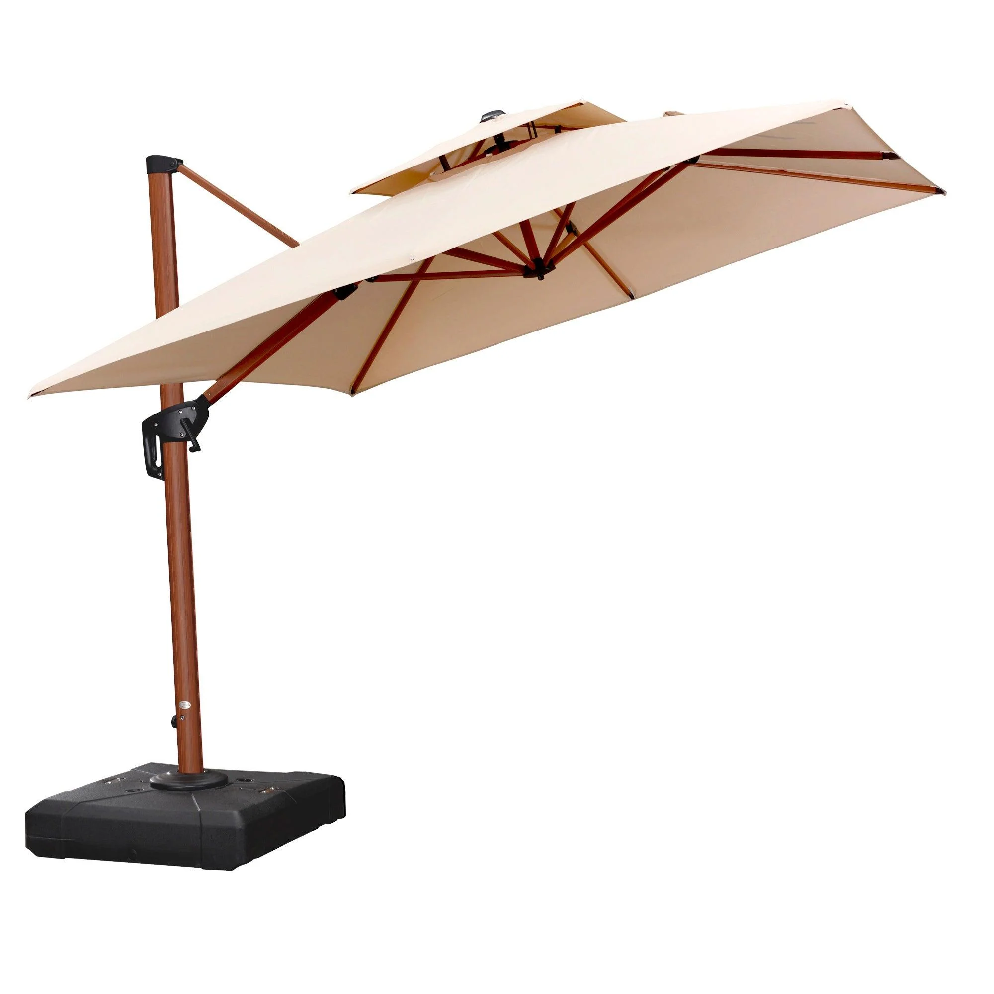 PURPLE LEAF Double Top 9 / 10 / 11 / 12 ft Square Aluminum Sun Umbrellas in Wood Color - Image 91