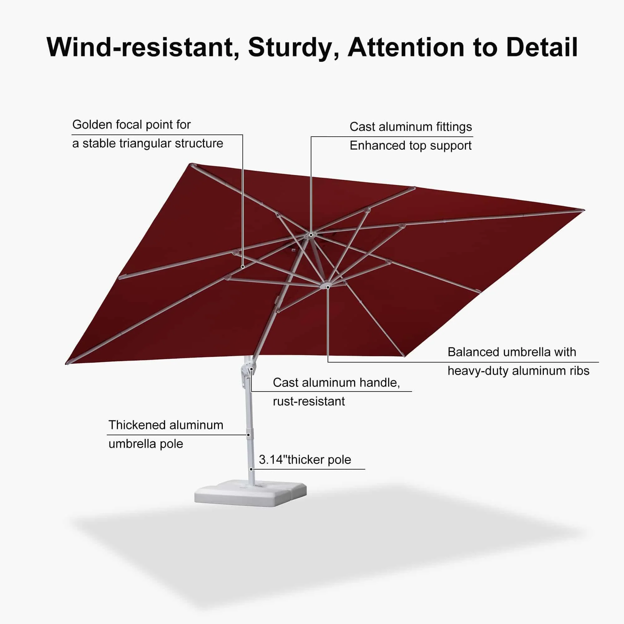 PURPLE LEAF White Outdoor Patio Umbrella Economical Large Patio Umbrellas - Image 100
