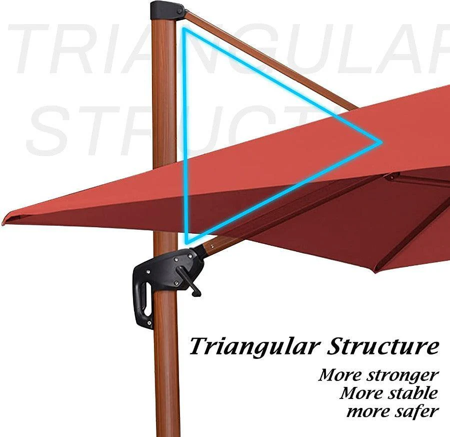 PURPLE LEAF 9 x 12 / 10 x 13 ft Rectangular Patio Umbrella Aluminum Cantilever Umbrella in Wood Color - Image 17