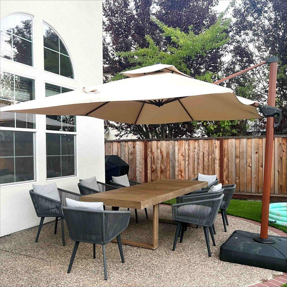 PURPLE LEAF 9 x 12 / 10 x 13 ft Rectangular Patio Umbrella Aluminum Cantilever Umbrella in Wood Color - Image 64