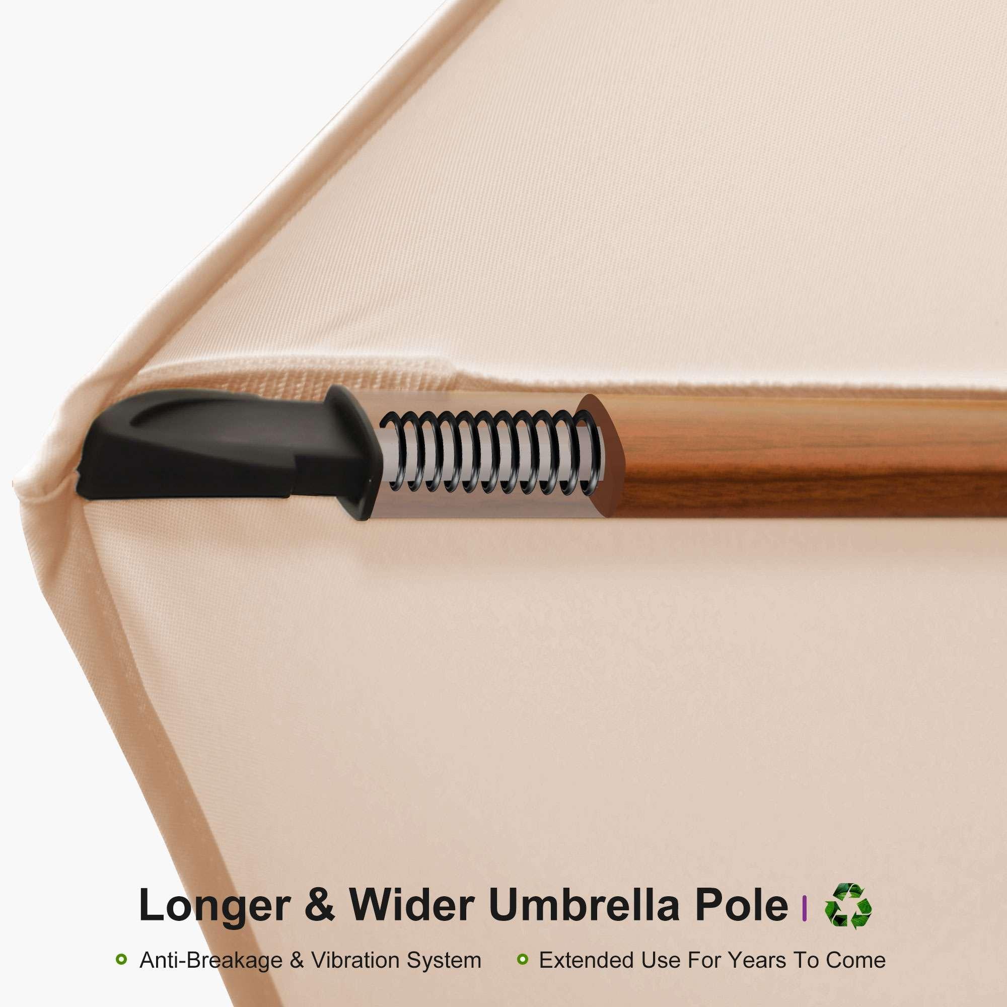 PURPLE LEAF 9 x 12 / 10 x 13 ft Rectangular Patio Umbrella Aluminum Cantilever Umbrella in Wood Color - Image 92