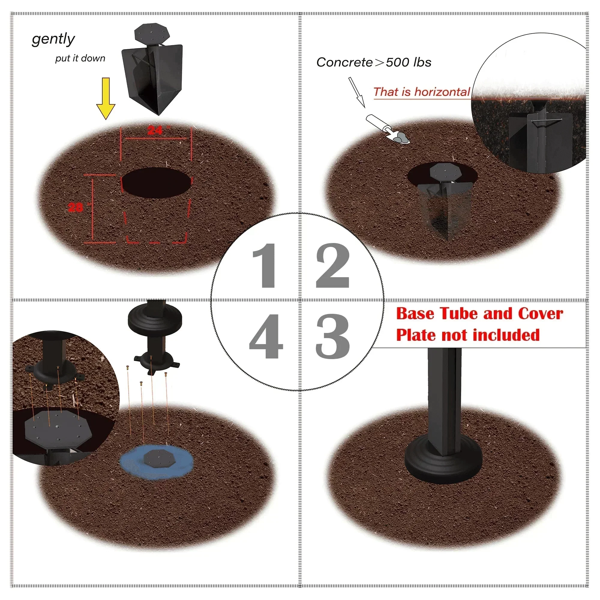 PURPLE LEAF Cantilever Umbrella Base,Base in Ground ZYBASE-7 - Image 15