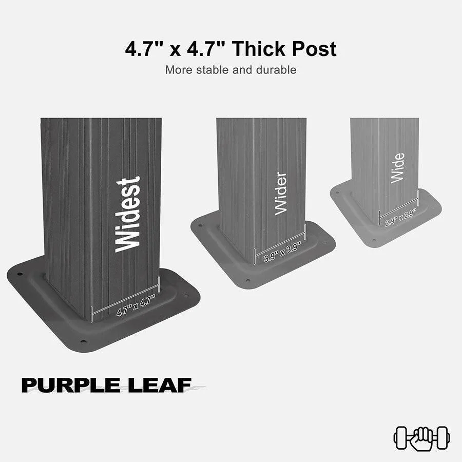 PURPLE LEAF Patio Gazebo for Backyard Grey Hardtop Galvanized Steel Roof Awning with Upgrade Curtain - Image 46