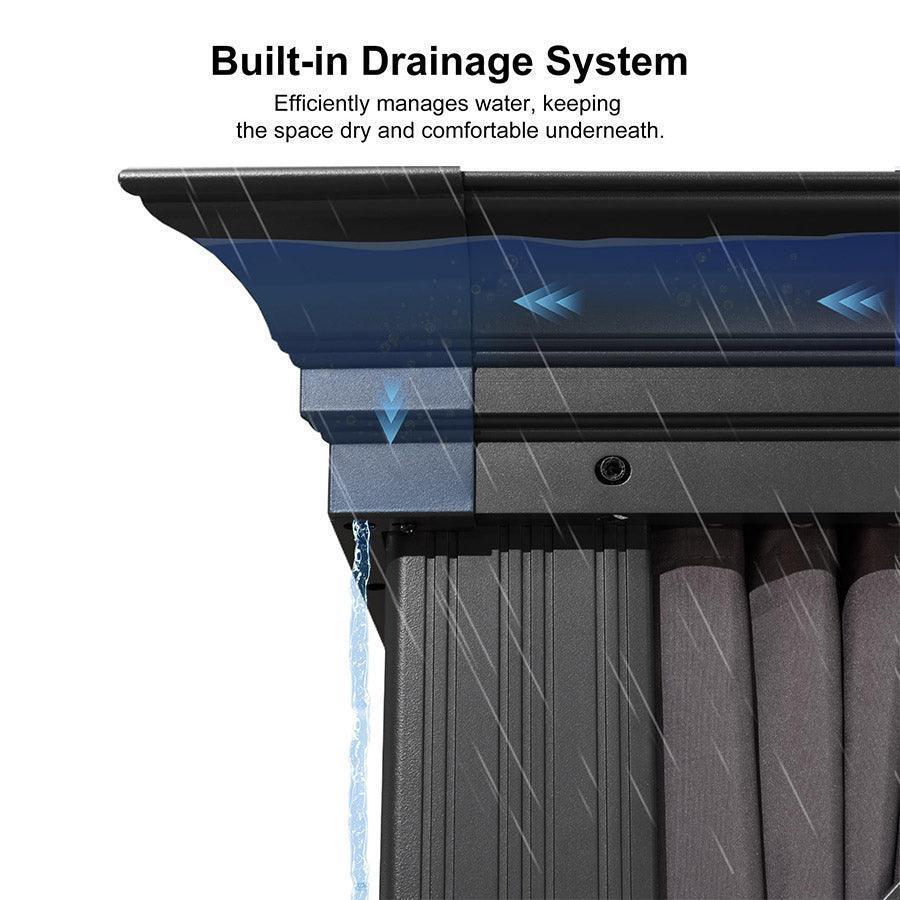 PURPLE LEAF Patio Gazebo for Backyard Grey Hardtop Galvanized Steel Roof Awning with Upgrade Curtain - Image 73