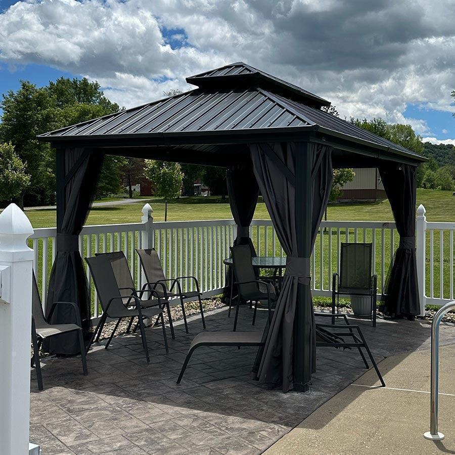 PURPLE LEAF Patio Gazebo for Backyard Grey Hardtop Galvanized Steel Roof Awning with Upgrade Curtain - Image 99