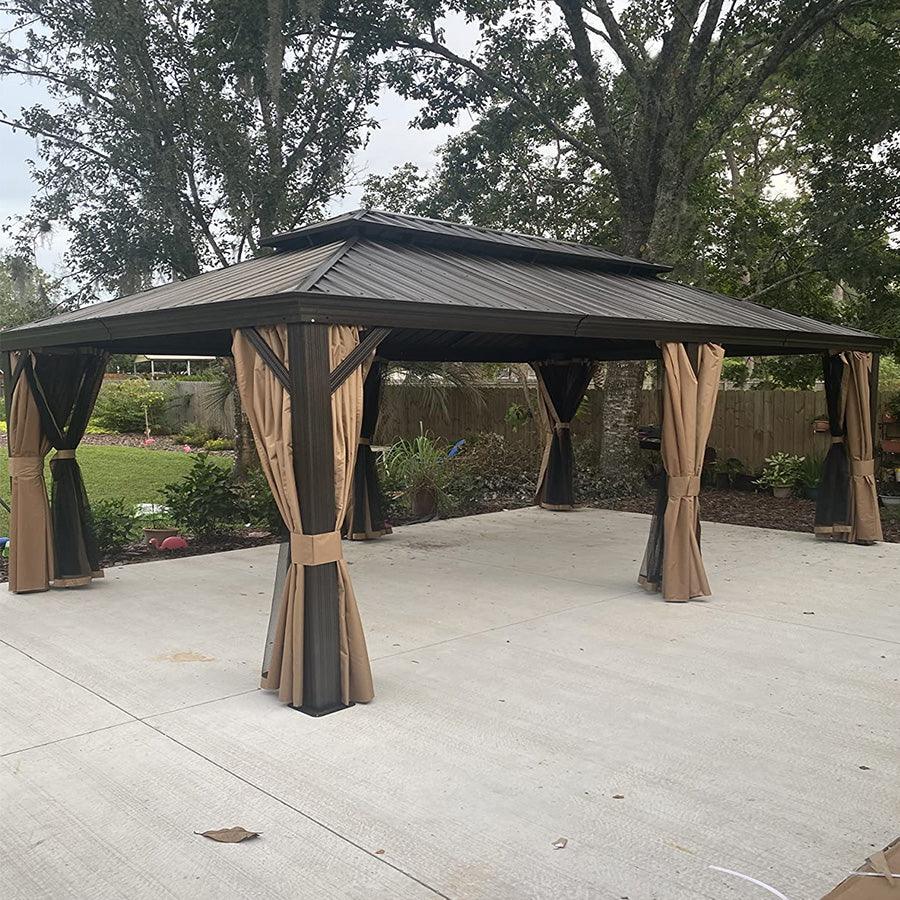 PURPLE LEAF Outdoor Hardtop Gazebo for Garden Bronze Double Roof Aluminum Frame Pavilion - Image 109