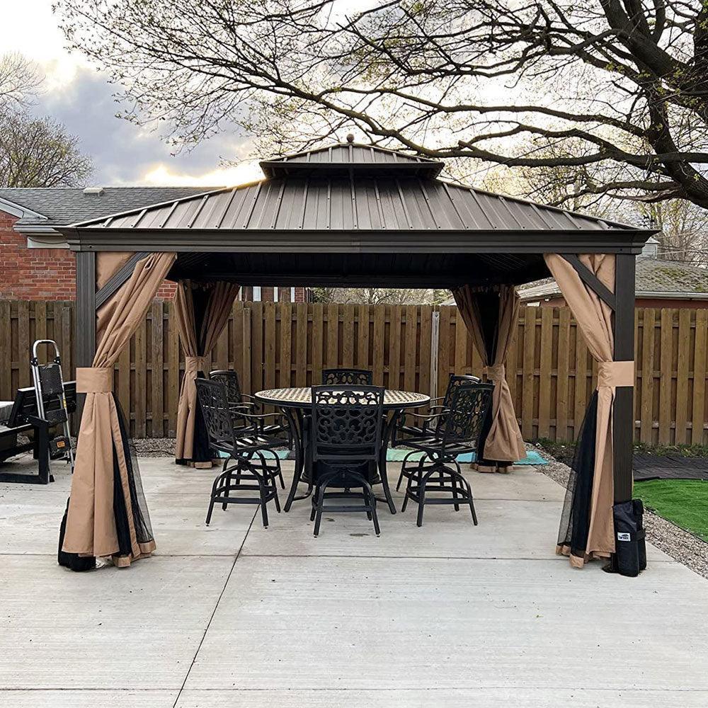 PURPLE LEAF Outdoor Hardtop Gazebo for Garden Bronze Double Roof Aluminum Frame Pavilion - Image 11