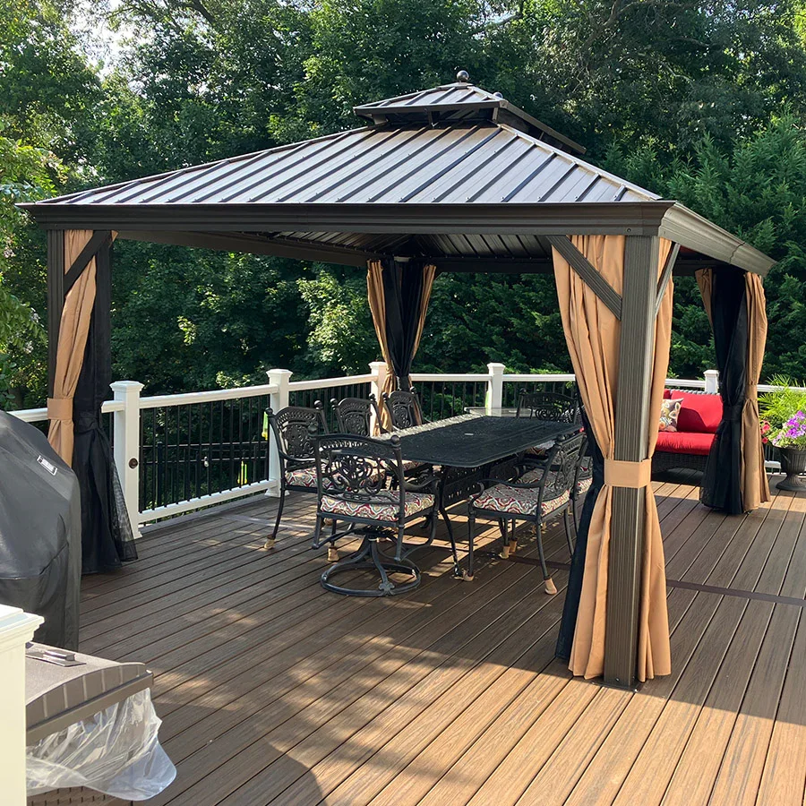 PURPLE LEAF Outdoor Hardtop Gazebo for Garden Bronze Double Roof Aluminum Frame Pavilion - Image 119