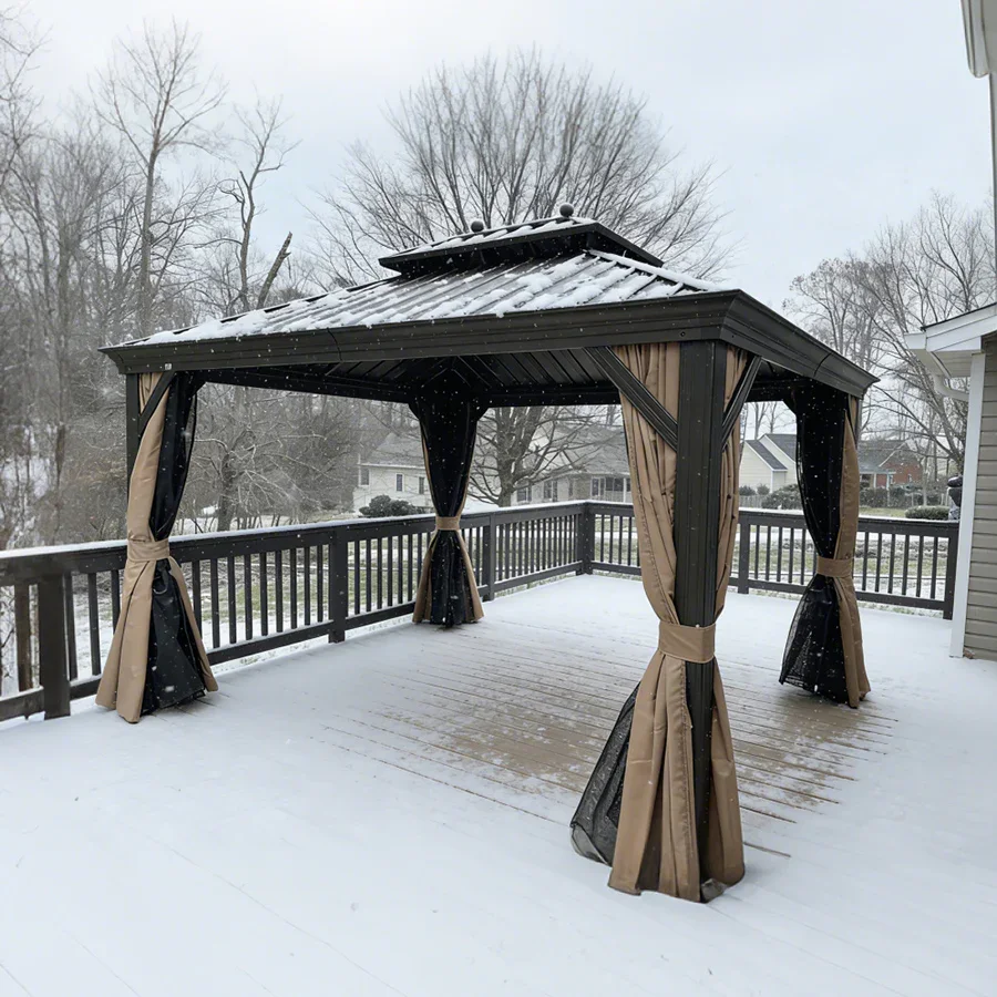 PURPLE LEAF Outdoor Hardtop Gazebo for Garden Bronze Double Roof Aluminum Frame Pavilion - Image 146