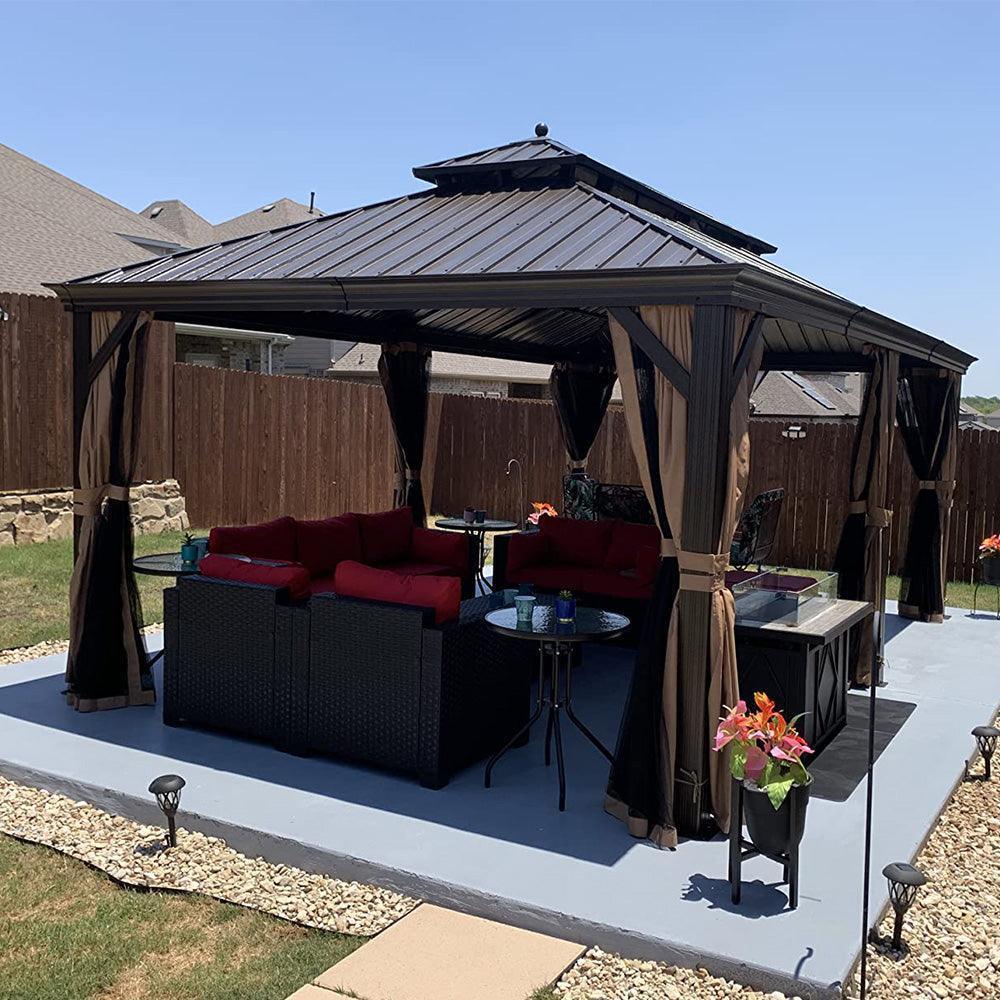 PURPLE LEAF Outdoor Hardtop Gazebo for Garden Bronze Double Roof Aluminum Frame Pavilion - Image 30