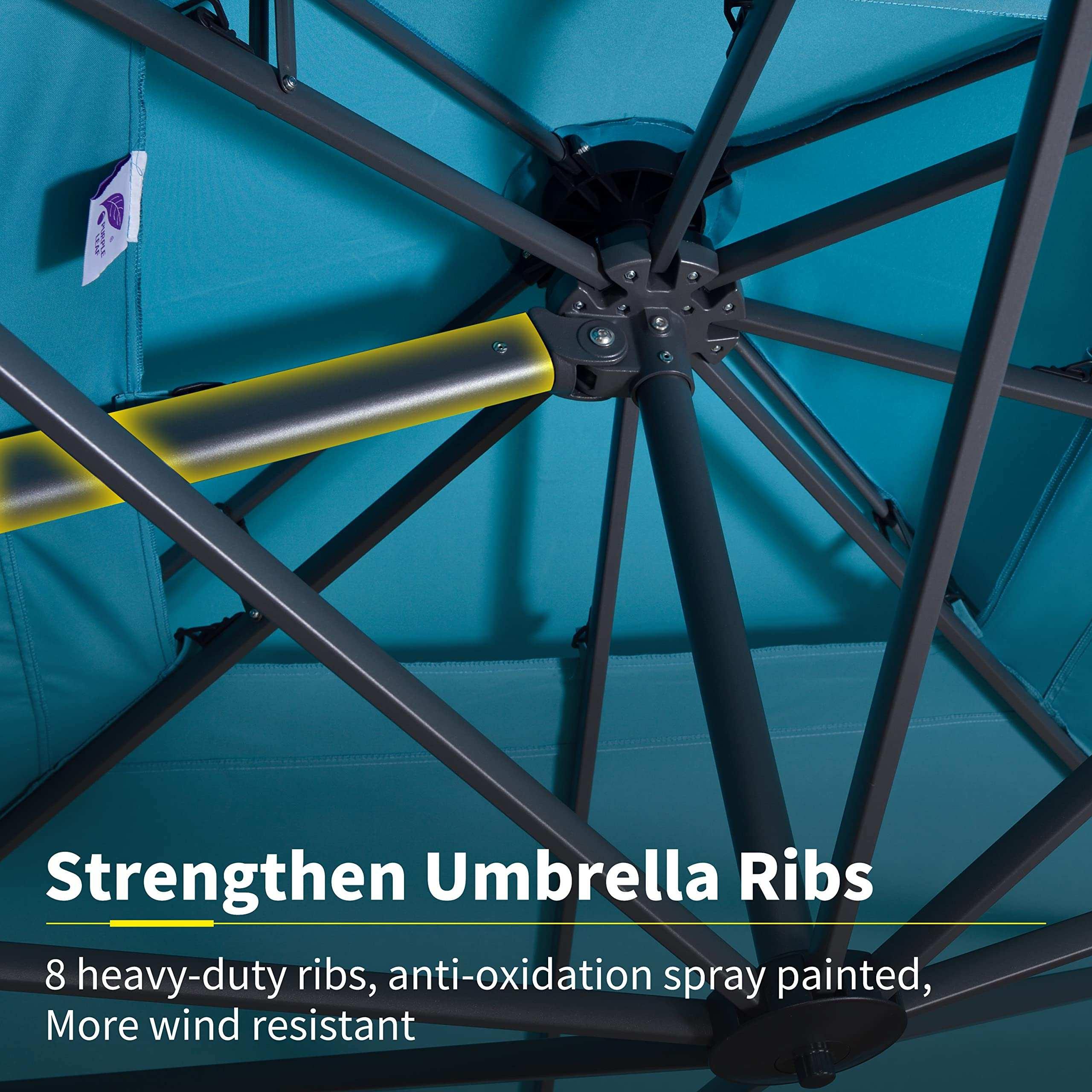 PURPLE LEAF Patio Umbrella with Base, Cantilever Umbrellas for Pool, Turquoise Blue - Image 12