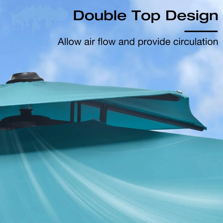 PURPLE LEAF Patio Umbrella with Base, Cantilever Umbrellas for Pool, Turquoise Blue - Image 13