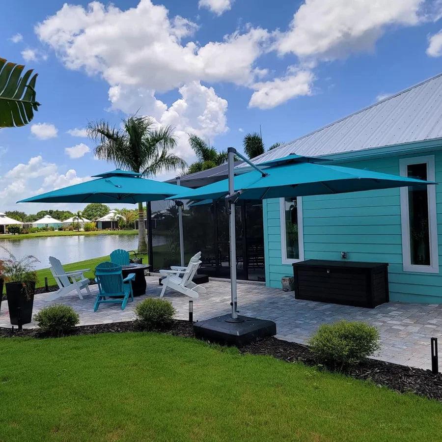 PURPLE LEAF Patio Umbrella with Base, Cantilever Umbrellas for Pool, Turquoise Blue - Image 19