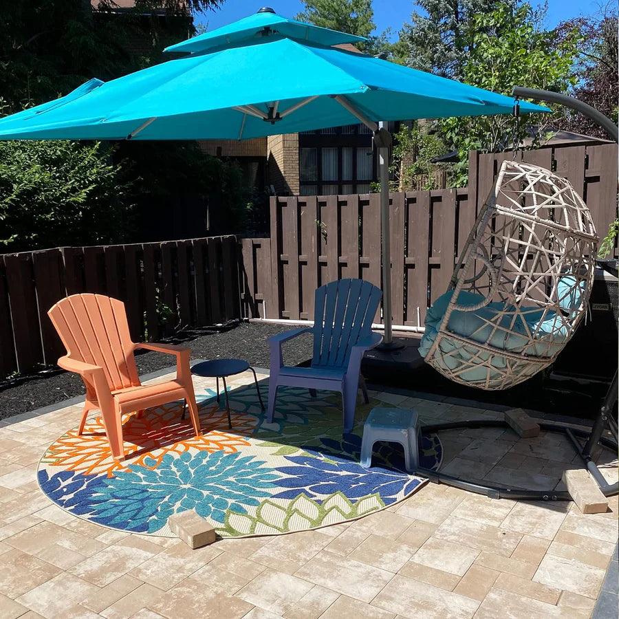 PURPLE LEAF Patio Umbrella with Base, Cantilever Umbrellas for Pool, Turquoise Blue - Image 3