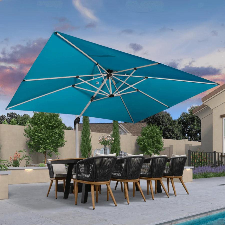 PURPLE LEAF Patio Umbrella with Base, Cantilever Umbrellas for Pool, Turquoise Blue - Image 32