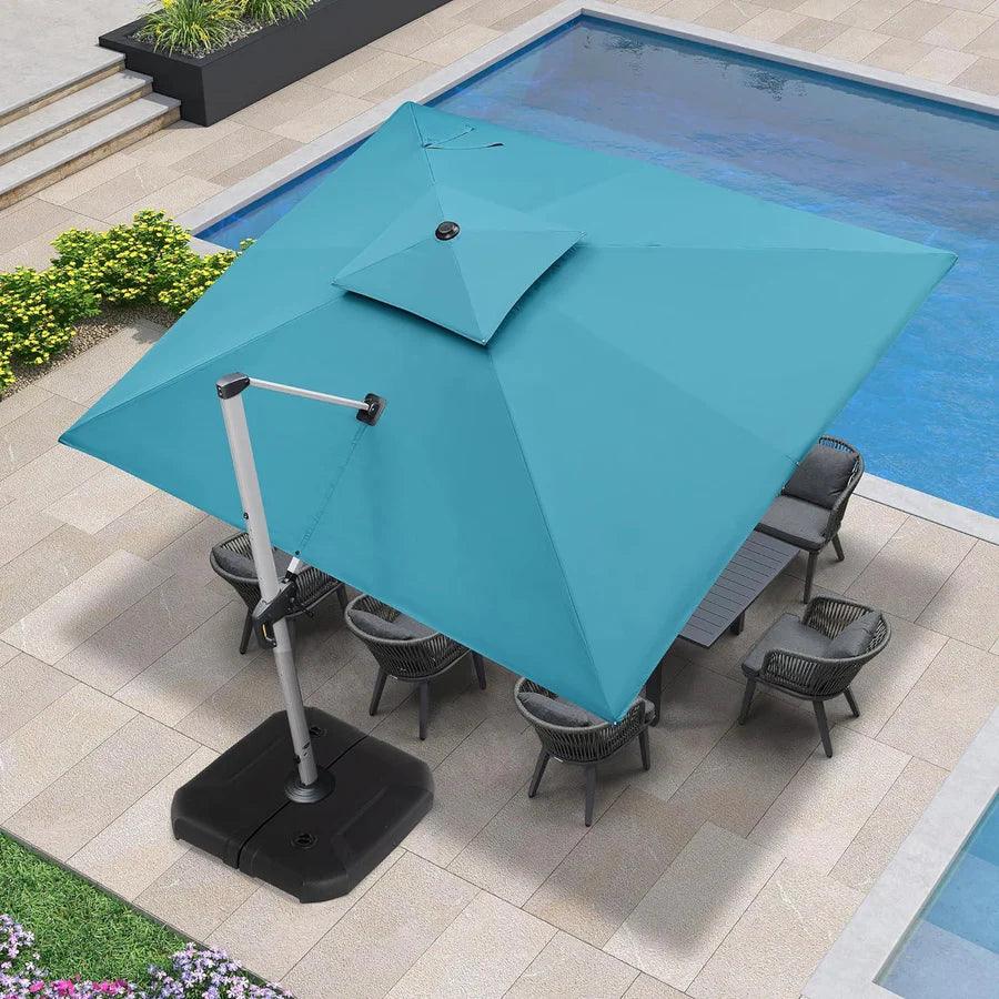 PURPLE LEAF Patio Umbrella with Base, Cantilever Umbrellas for Pool, Turquoise Blue - Image 33