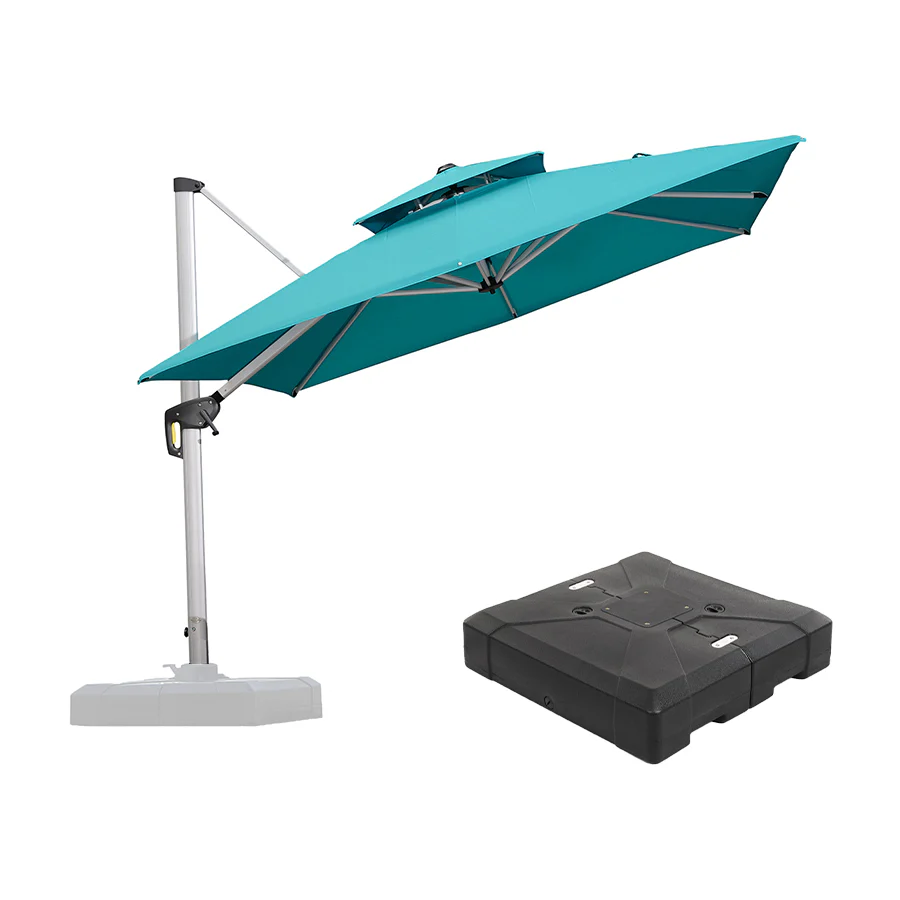 PURPLE LEAF Patio Umbrella with Base, Cantilever Umbrellas for Pool, Turquoise Blue - Image 36