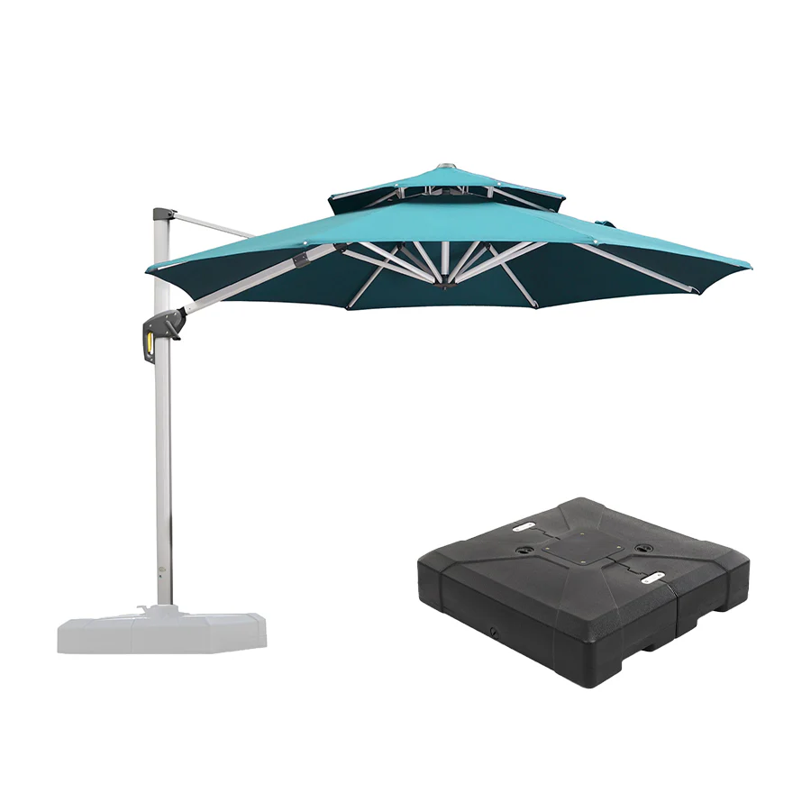 PURPLE LEAF Patio Umbrella with Base, Cantilever Umbrellas for Pool, Turquoise Blue - Image 40