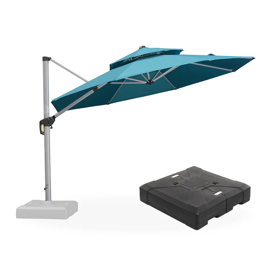 PURPLE LEAF Patio Umbrella with Base, Cantilever Umbrellas for Pool, Turquoise Blue - Image 41