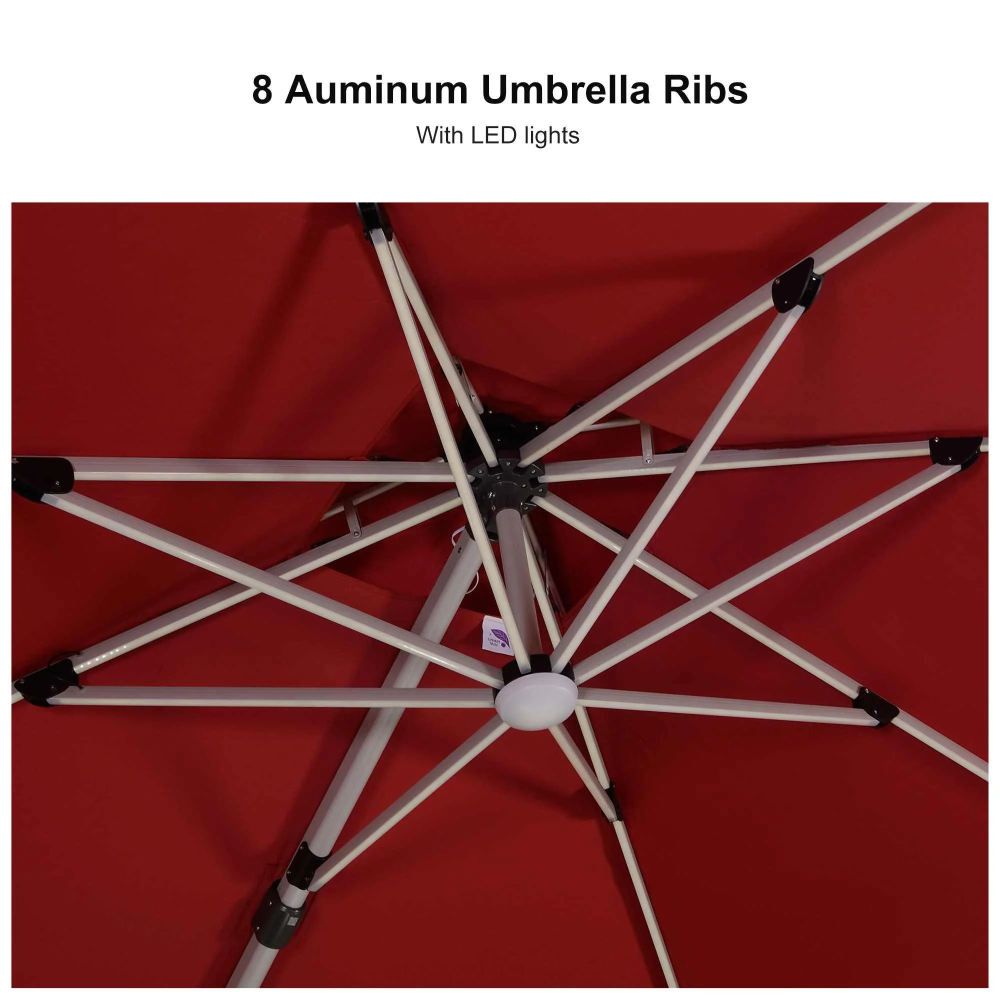 PURPLE LEAF Red Patio Umbrella with Base, Outdoor Cantilever Umbrellas - Image 10