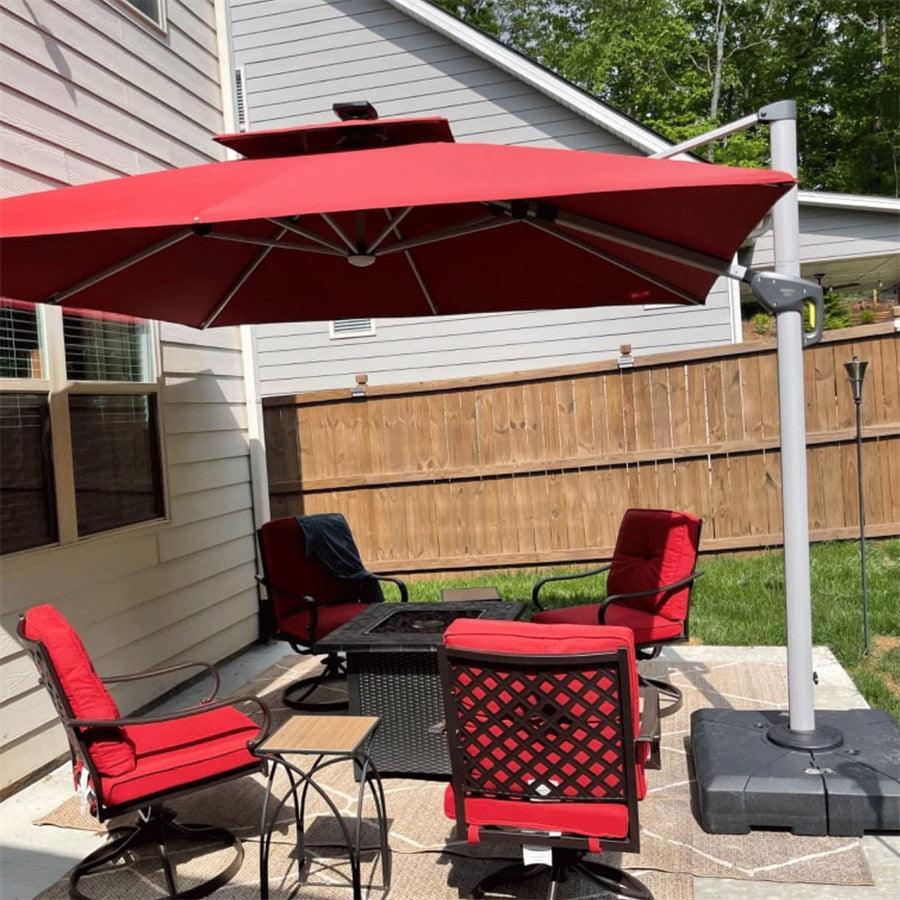 PURPLE LEAF Red Patio Umbrella with Base, Outdoor Cantilever Umbrellas - Image 20