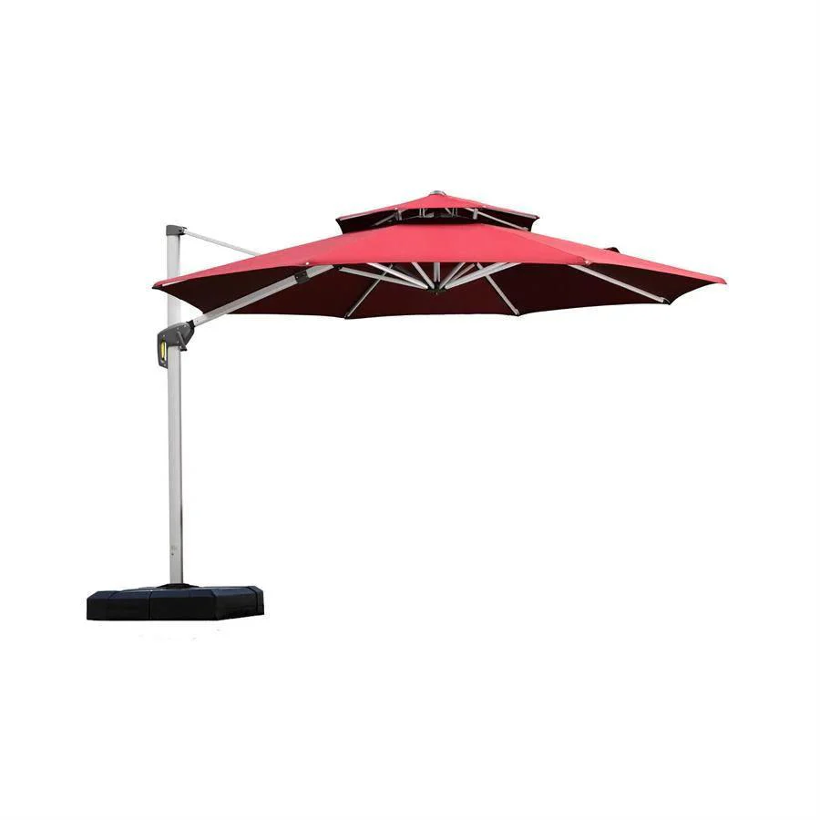 PURPLE LEAF Red Patio Umbrella with Base, Outdoor Cantilever Umbrellas - Image 34
