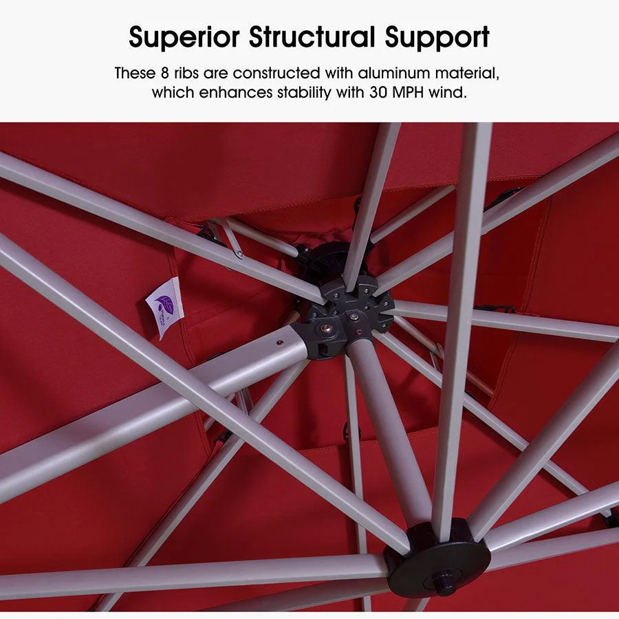 PURPLE LEAF Red Patio Umbrella with Base, Outdoor Cantilever Umbrellas - Image 7