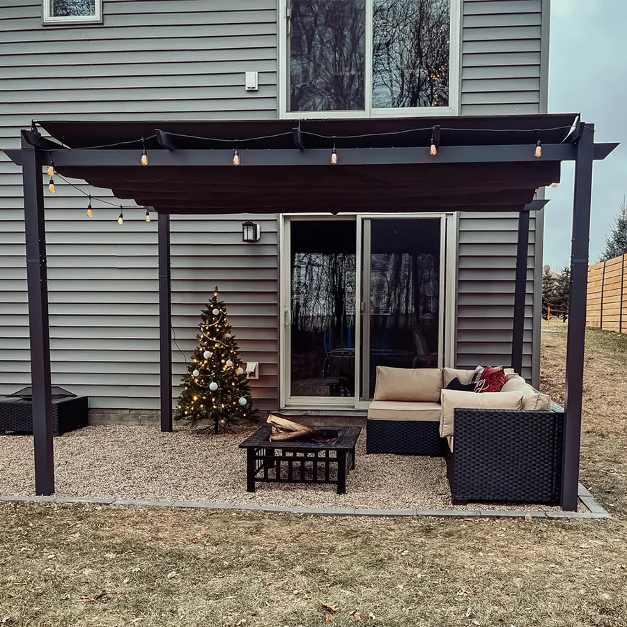 PURPLE LEAF Outdoor Retractable Pergola with Sun Shade Canopy Patio Aluminum Pergola for Garden - Image 140
