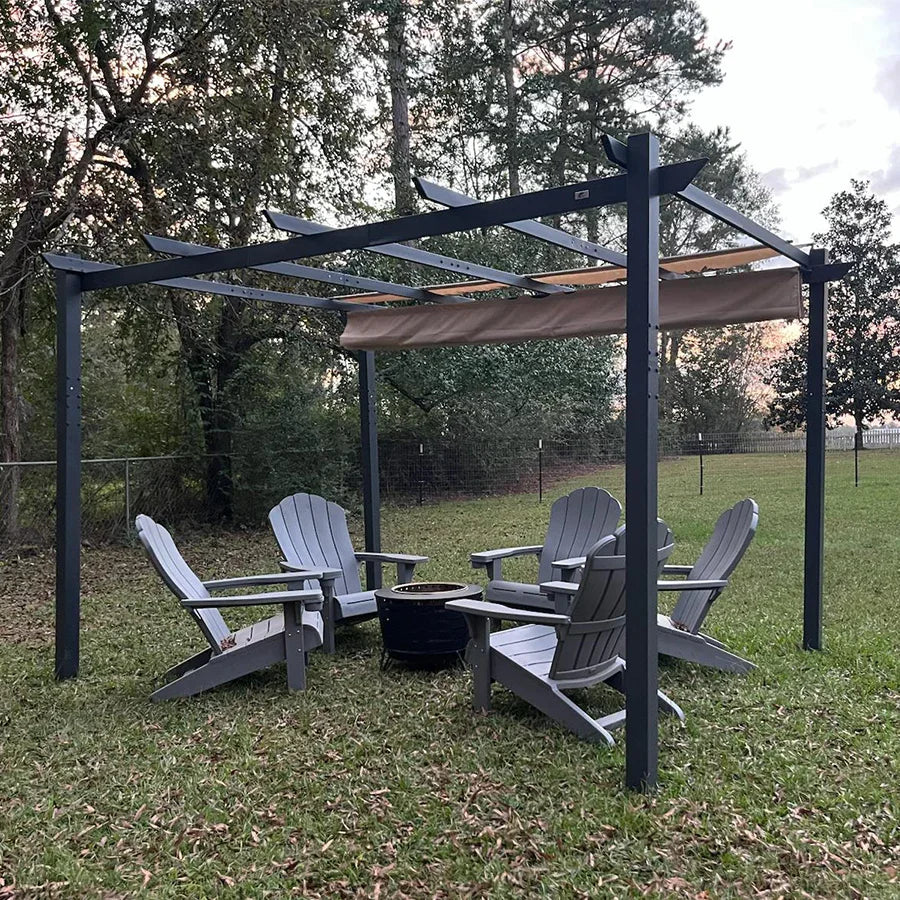 PURPLE LEAF Outdoor Retractable Pergola with Sun Shade Canopy Patio Aluminum Pergola for Garden - Image 142