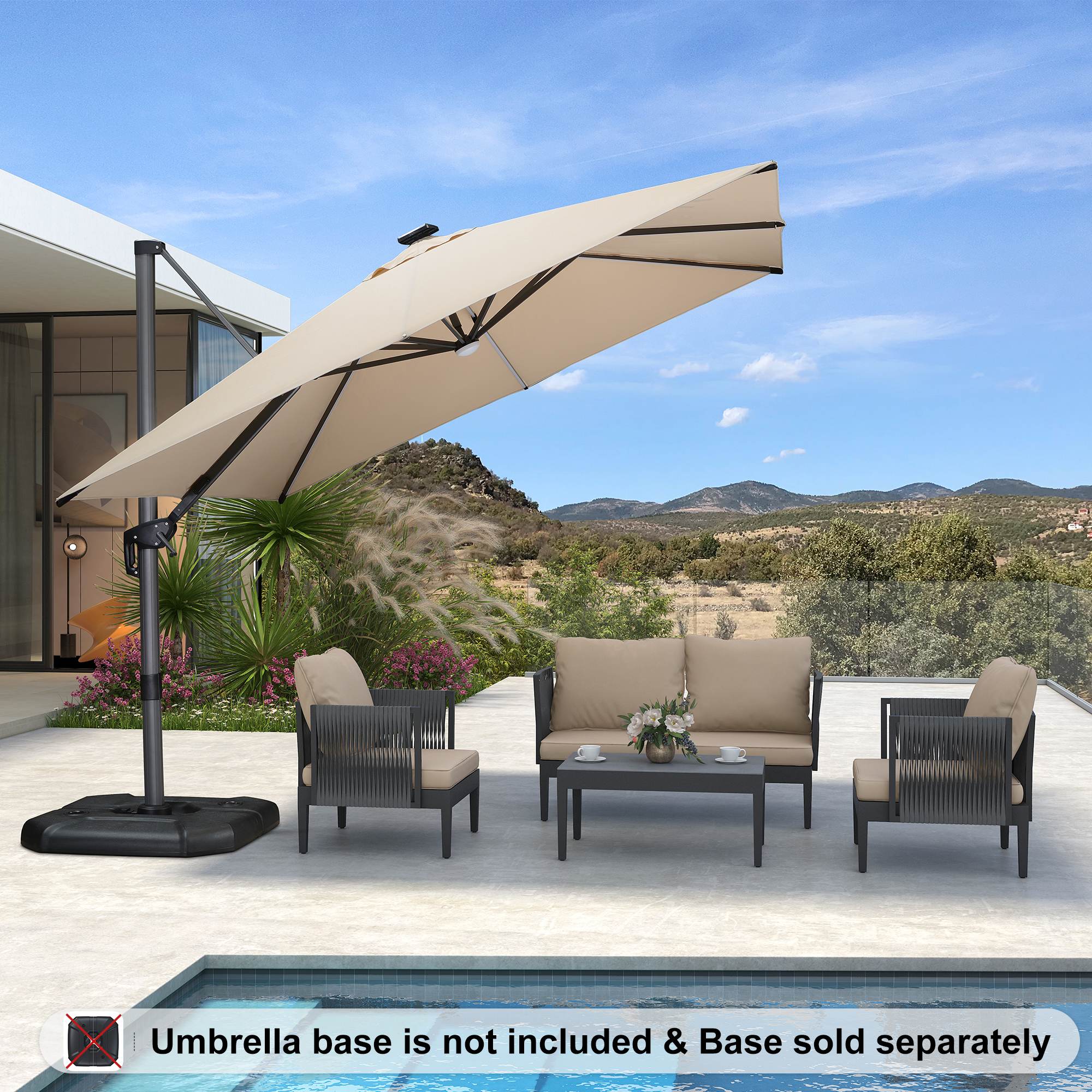 PURPLE LEAF 10ft Cantilever Patio Umbrella with LED Lights, 360° Swivel and Tilt - Image 217
