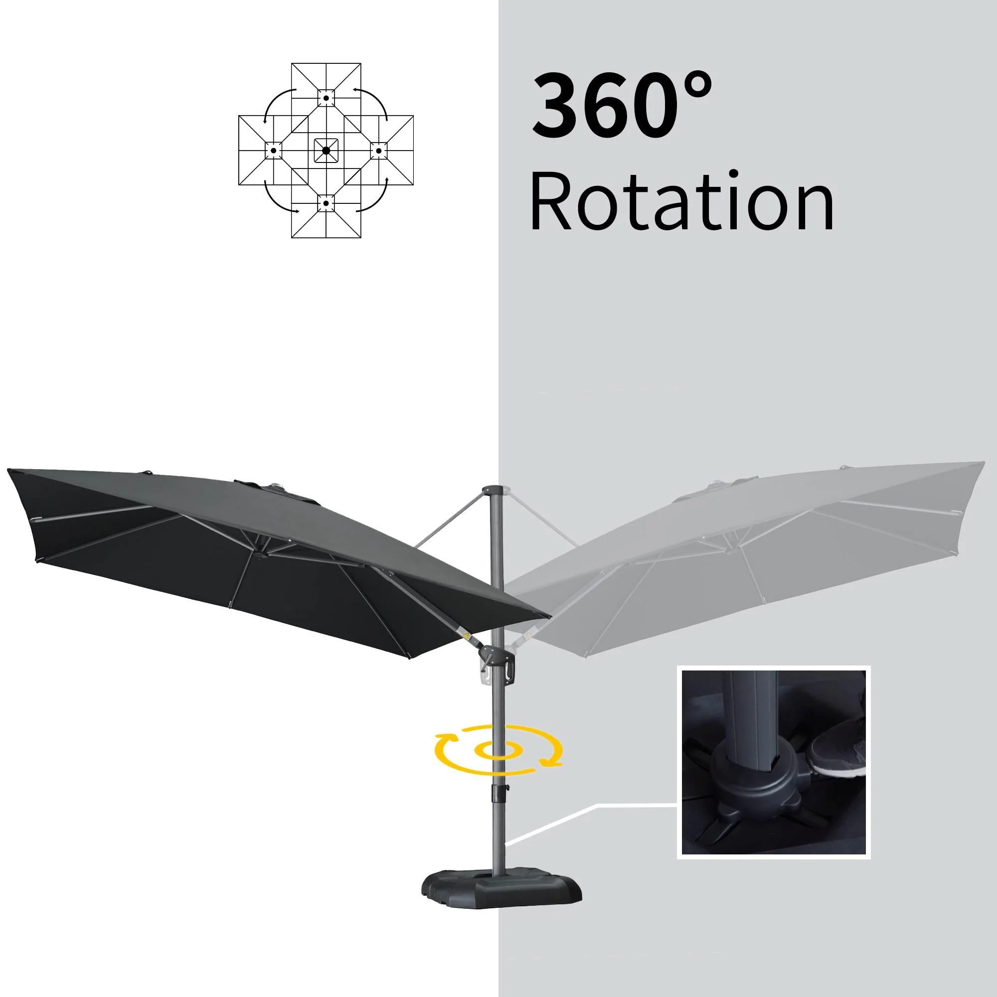 PURPLE LEAF Patio Outdoor Large Umbrella Square and Rectangular Cantilever Yard Sun Umbrellas - Image 153