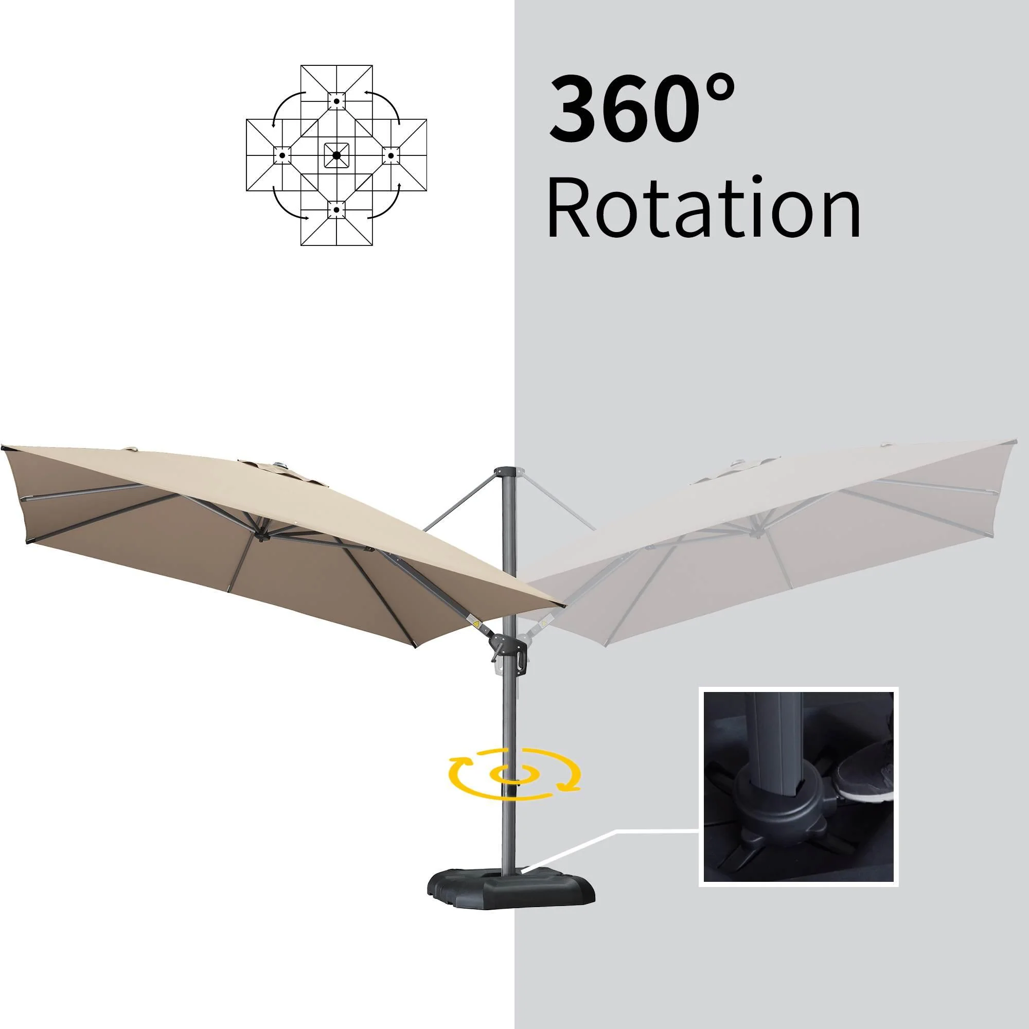 PURPLE LEAF Patio Outdoor Large Umbrella Square and Rectangular Cantilever Yard Sun Umbrellas - Image 163