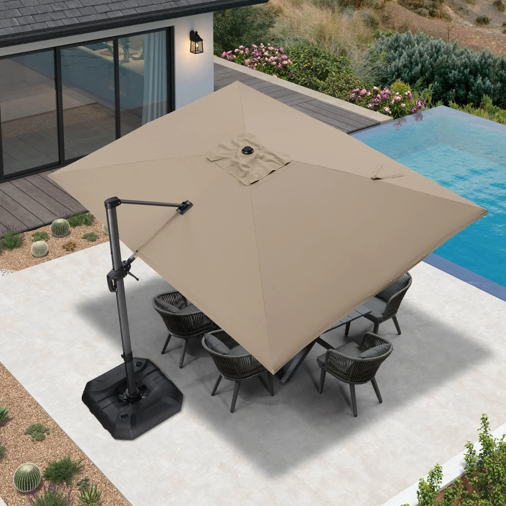 PURPLE LEAF Patio Outdoor Large Umbrella Square and Rectangular Cantilever Yard Sun Umbrellas - Image 168