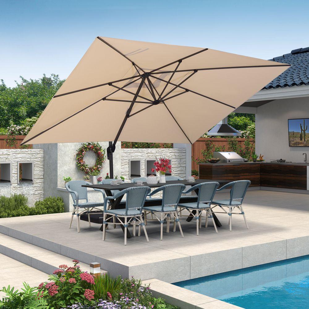 PURPLE LEAF Patio Outdoor Large Umbrella Square and Rectangular Cantilever Yard Sun Umbrellas - Image 226