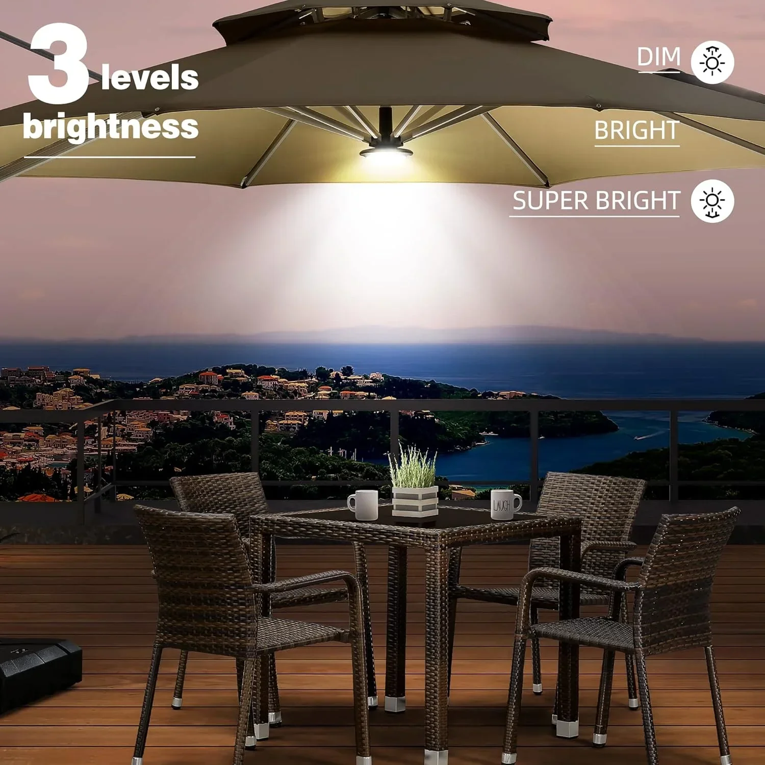 PURPLE LEAF Patio Umbrella Light with Remote Control 12 Color Brightness for Patio Umbrellas, Camping Tents or Outdoor Use (Black) - Image 10