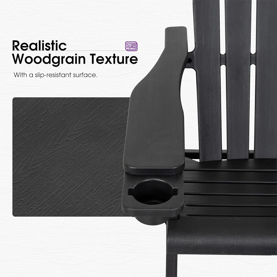 PURPLE LEAF Adirondack Chair Set of HDPE All-Weather Outdoor Fire Pit Chair with 24.6" Oversized Seat Wood-Textured Patio Adirondack Chair with Dual Cup Holders for Garden Deck Backyard - Image 17