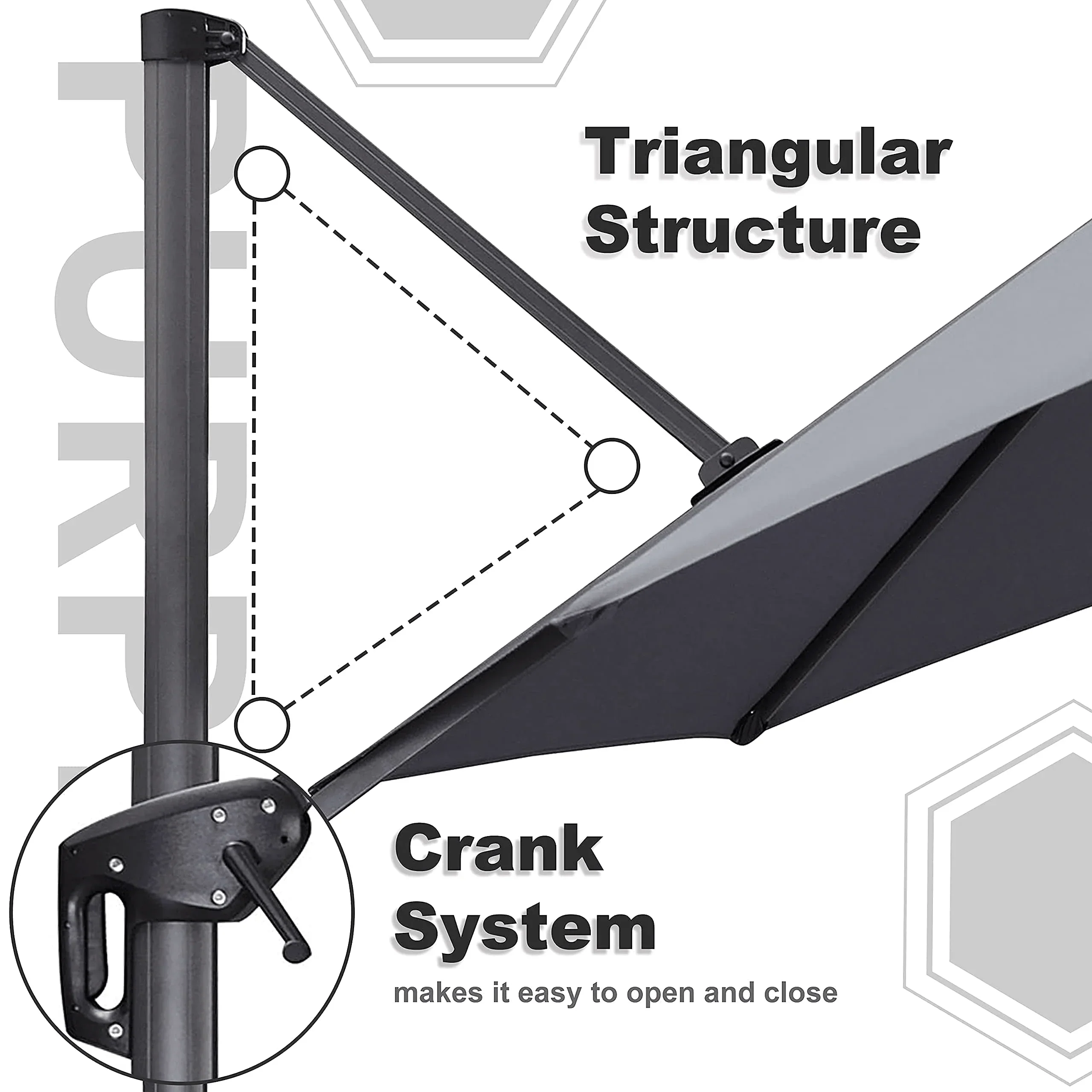 Clearance - PURPLE LEAF OPEN BOX 10 / 11 ft Patio Outdoor Garden Umbrella - Image 13