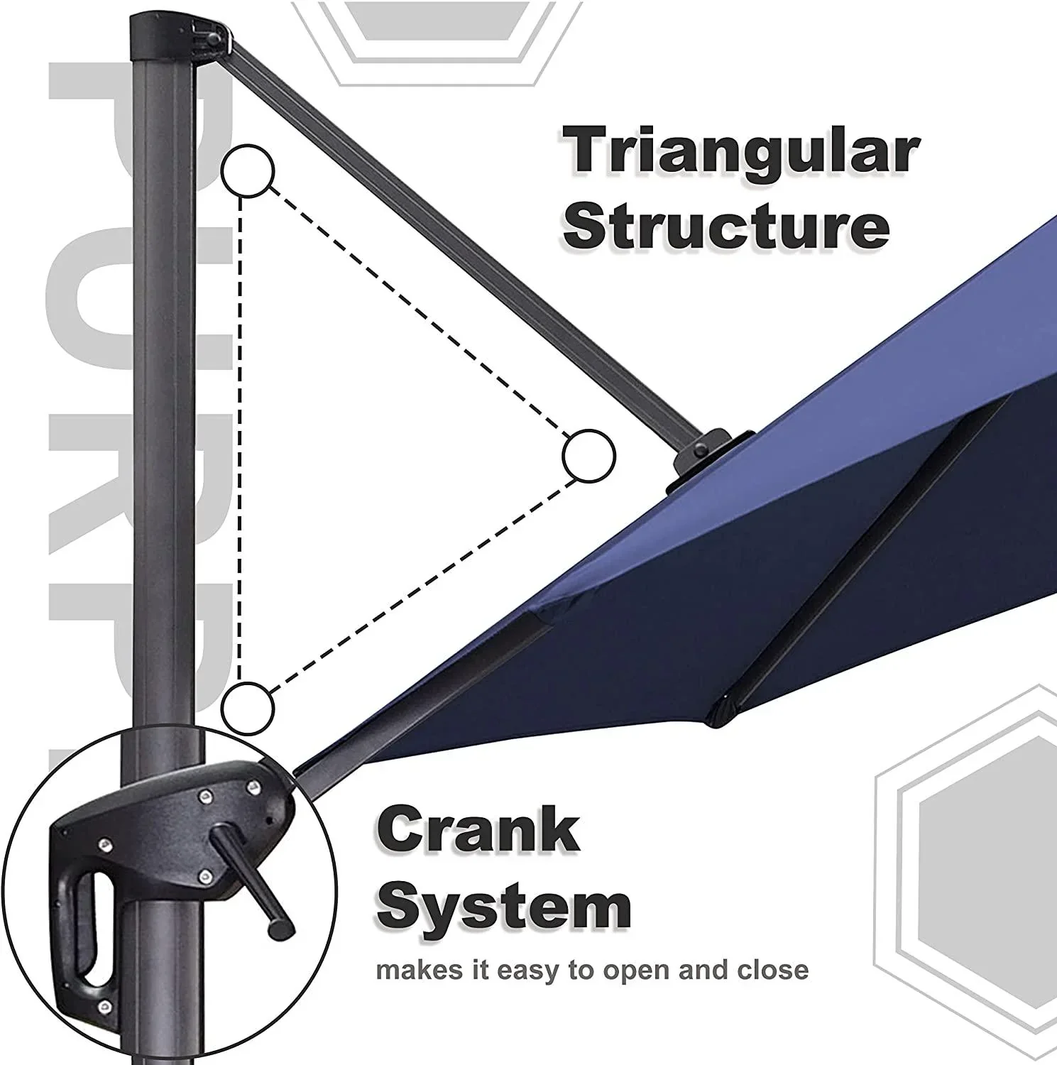 Clearance - PURPLE LEAF OPEN BOX 10 / 11 ft Patio Outdoor Garden Umbrella - Image 19