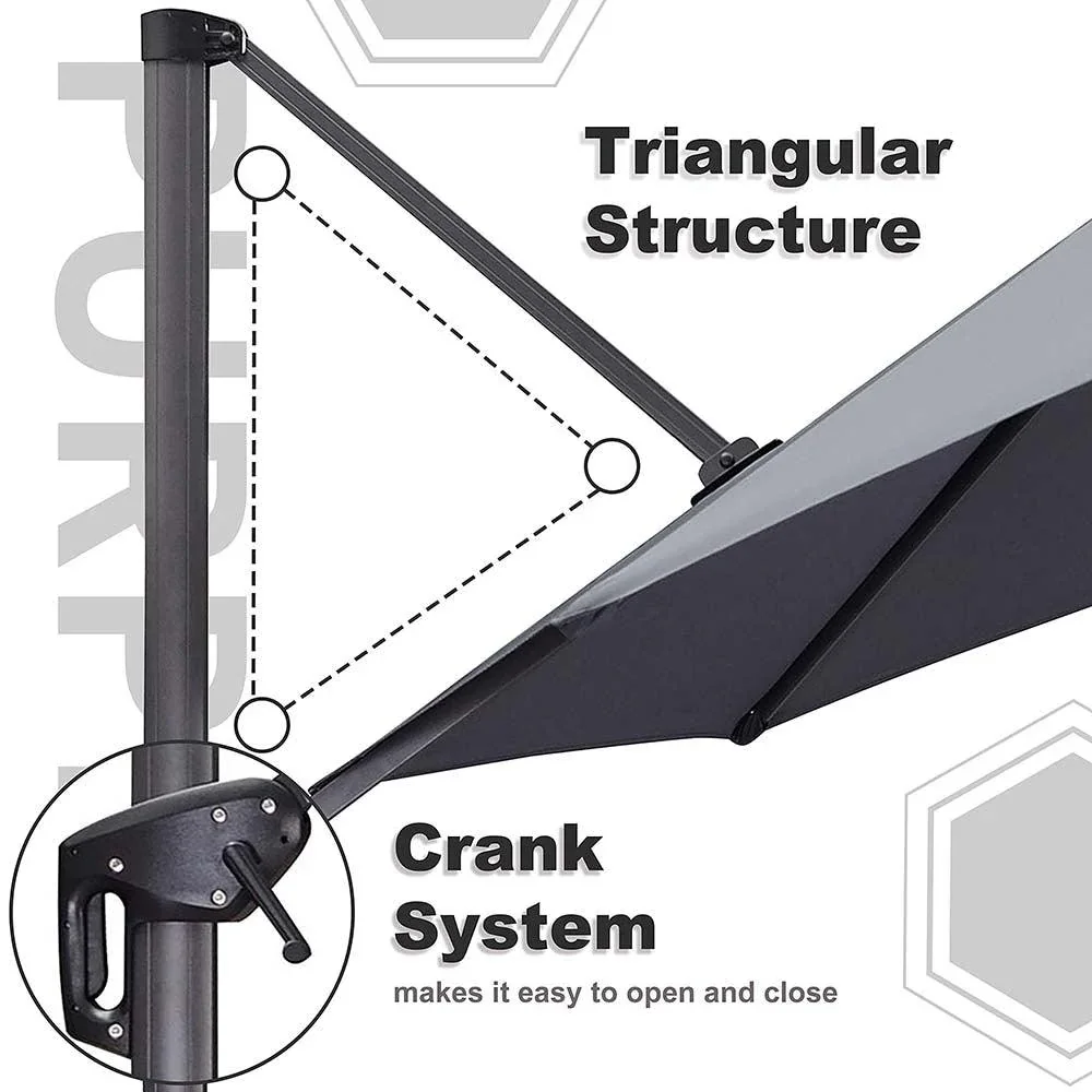 Clearance - PURPLE LEAF OPEN BOX 10 / 11 ft Patio Outdoor Garden Umbrella - Image 11