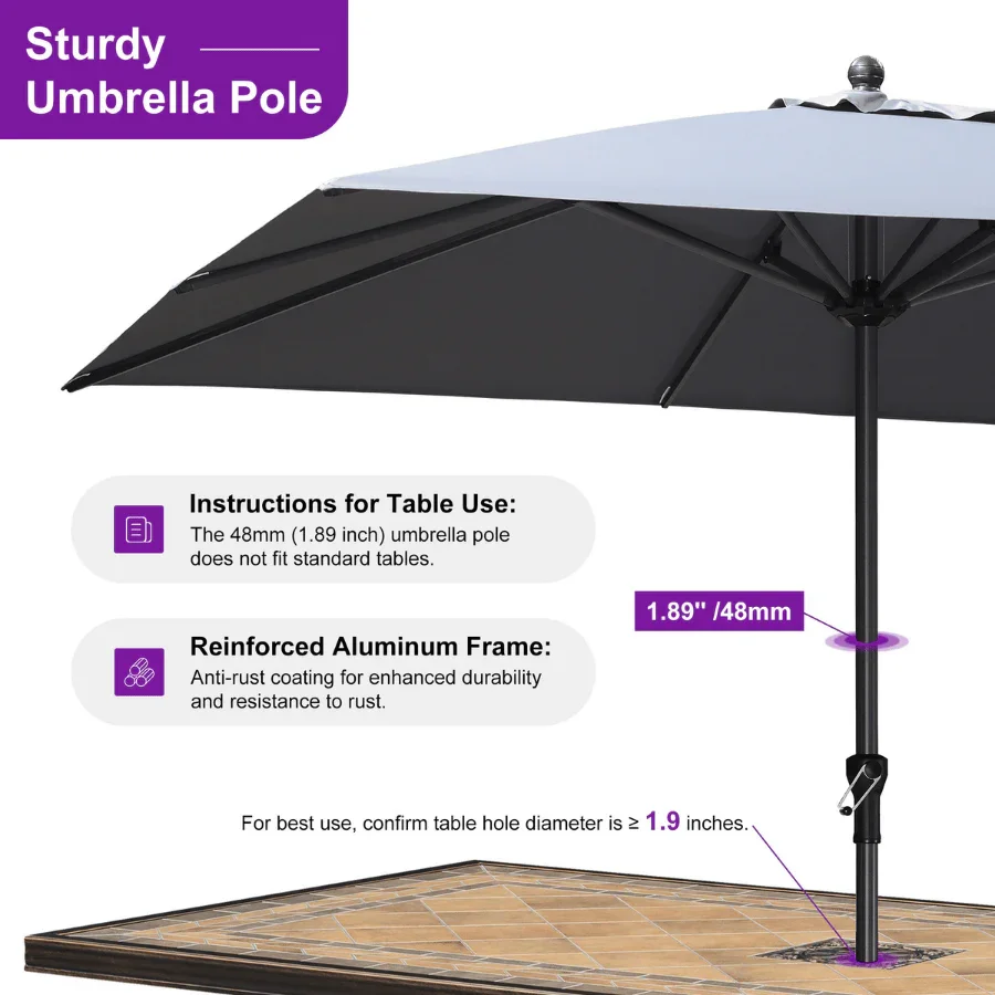 PURPLE LEAF Aluminum Market Patio Umbrella Commercial Outdoor Garden Umbrella - Image 74